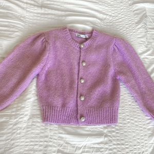 Zara Purple/pink Pearl Jewel Cardigan